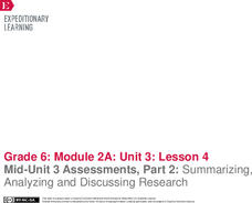 Mid-Unit 3 Assessments, Part 2: Summarizing, Analyzing and Discussing Research Lesson Plan