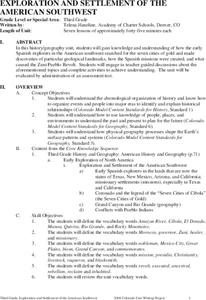 Exploration and Settlement of the American Southwest Unit Plan
