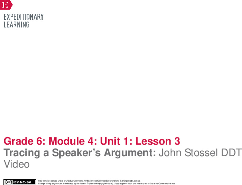 Tracing a Speaker’s Argument John Stossel DDT Video Lesson Plan for