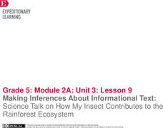 Making Inferences About Informational Text: Science Talk on How My Insect Contributes to the Rainforest Ecosystem Lesson Plan