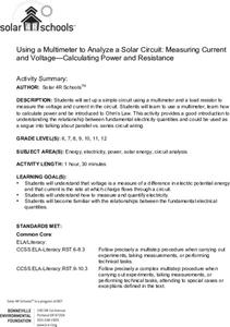 Using a Multimeter to Analyze a Solar Circuit: Measuring Current and Voltage—Calculating Power and Resistance Lesson Plan