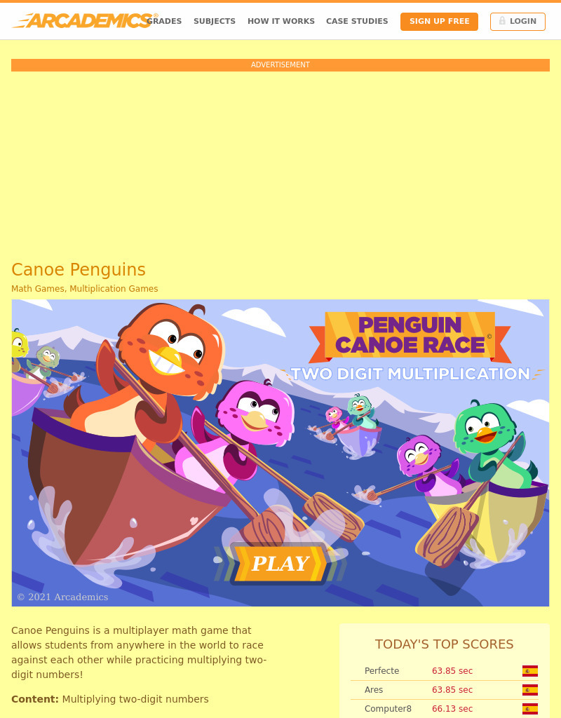 Canoe Penguins Interactive for 4th 6th Grade Lesson