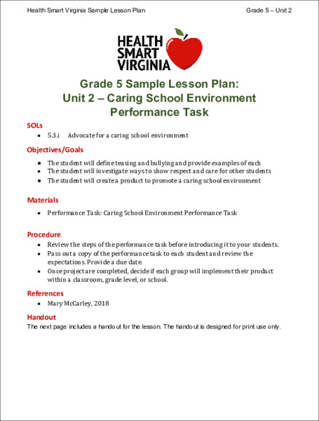 caring-school-environment-performance-task-lesson-plan-for-5th-grade