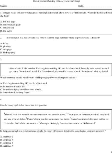 Research Writing 4th Grade Multiple Choice Worksheet For 4th 5th research-writing-4th-grade-multiple-choice-worksheet-for-4th-5th