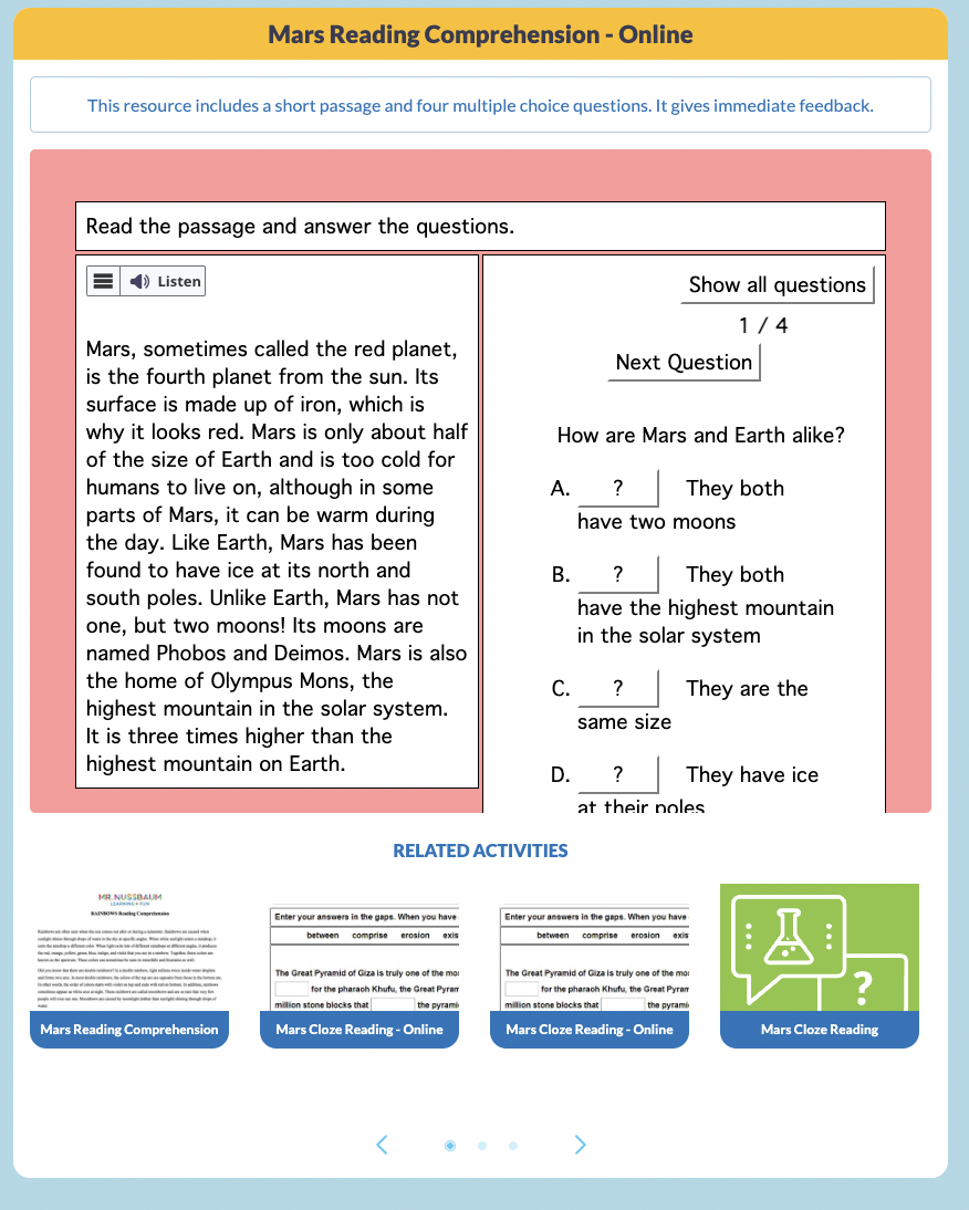 Planet Mars Interactive For 4th 6th Grade Lesson Planet Planet Mars Interactive For 4th 6th Grade Lesson Planet