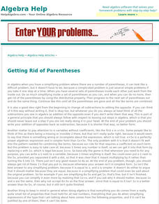 Help algebra.com: Getting Rid of Parentheses Activity