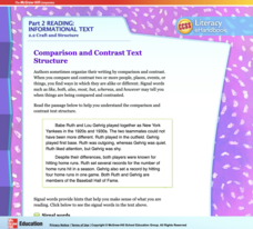 Mc Graw Hill: Part 2 Reading: Comparison and Contrast Text Structure Handout
