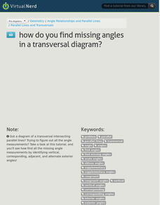 Virtual Nerd: How Do You Find Missing Angles in a Transversal Diagram? Instructional Video