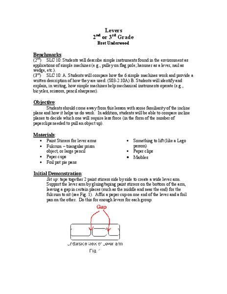 Levers Lesson Plan for 2nd - 3rd Grade | Lesson Planet