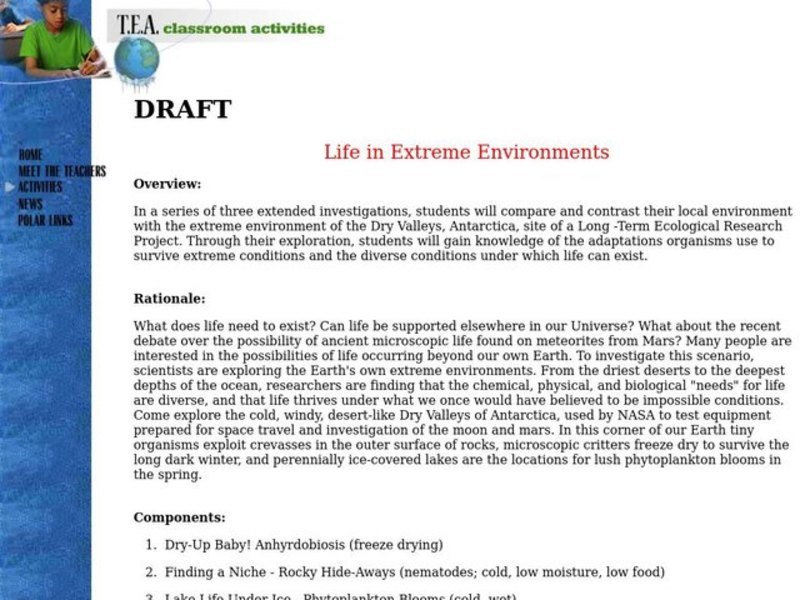 Life in extreme environments lesson plan for 9th 12th grade lesson