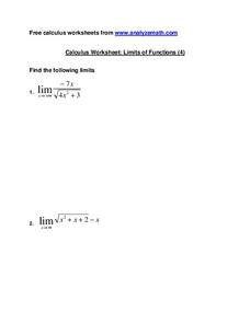 Limits of Functions Worksheet for 12th Grade | Lesson Planet