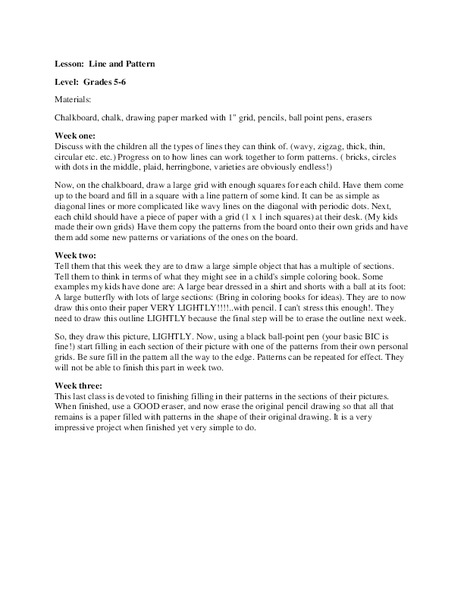 Line And Pattern Lesson Plan For 5th 6th Grade Lesson Planet Line And Pattern Lesson Plan For 5th 6th Grade Lesson Planet