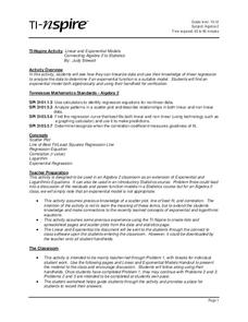 Linear and Exponential Models Lesson Plan
