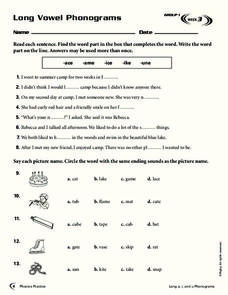 long vowel phonograms worksheet for 2nd grade lesson planet