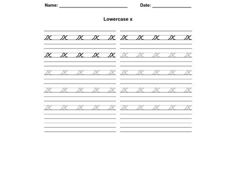Lowercase x Worksheet for 1st Grade Lesson