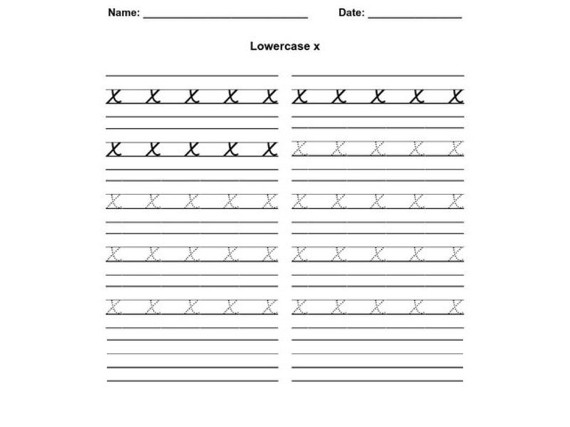 Lowercase x Worksheet for 1st 3rd Grade Lesson