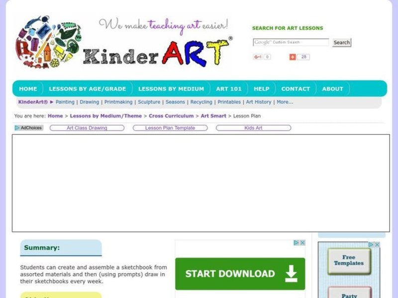 Make Your Own Sketchbook Lesson Plan for 7th 8th Grade Lesson