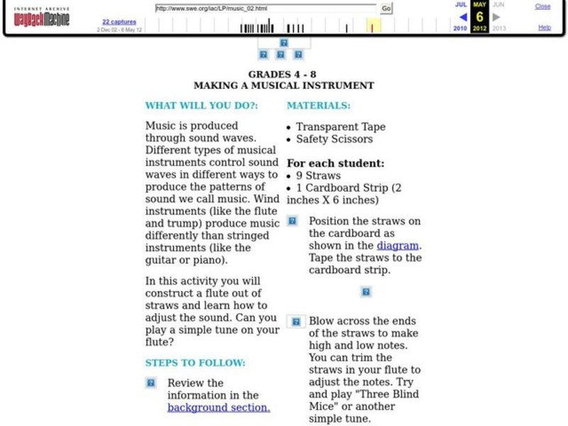 Making a Musical Instrument Lesson Plan for 4th 8th Grade Lesson