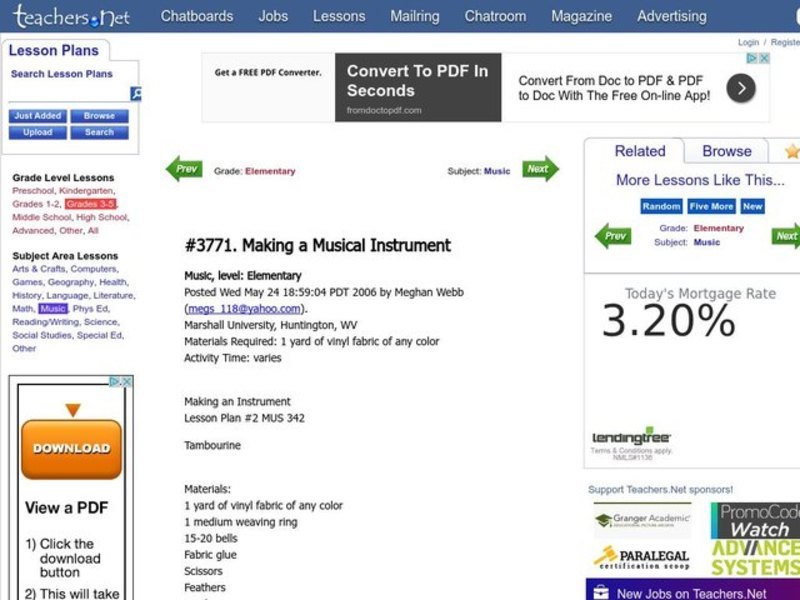 Making a musical instrument lesson plan for 2nd 4th grade lesson planet
