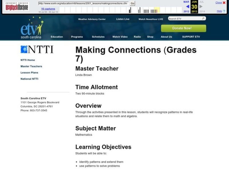 Making Connections Lesson Plan Grade 3