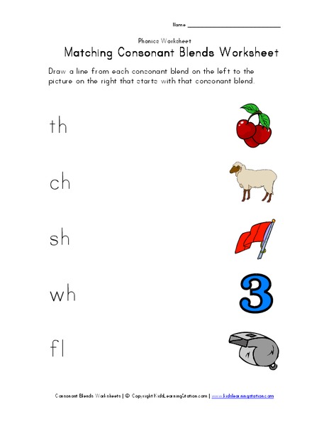 matching consonant blends worksheet worksheet for 1st 2nd grade
