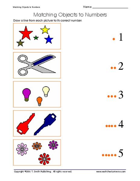matching objects to numbers worksheet for pre k
