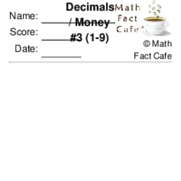math decimals money 3 1 9 worksheet for 3rd 6th