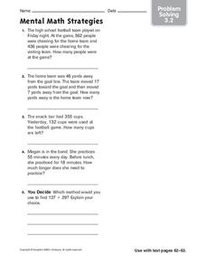 mental math strategies worksheet for 4th 5th grade lesson planet