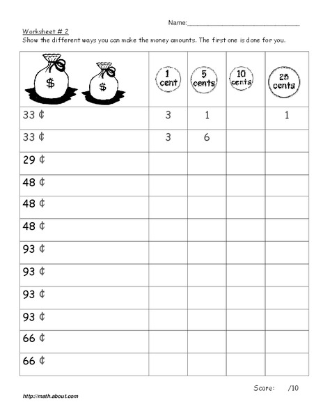money amounts worksheet for 2nd 3rd grade lesson planet