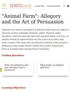 Animal Farm Allegorical Comparison Chart