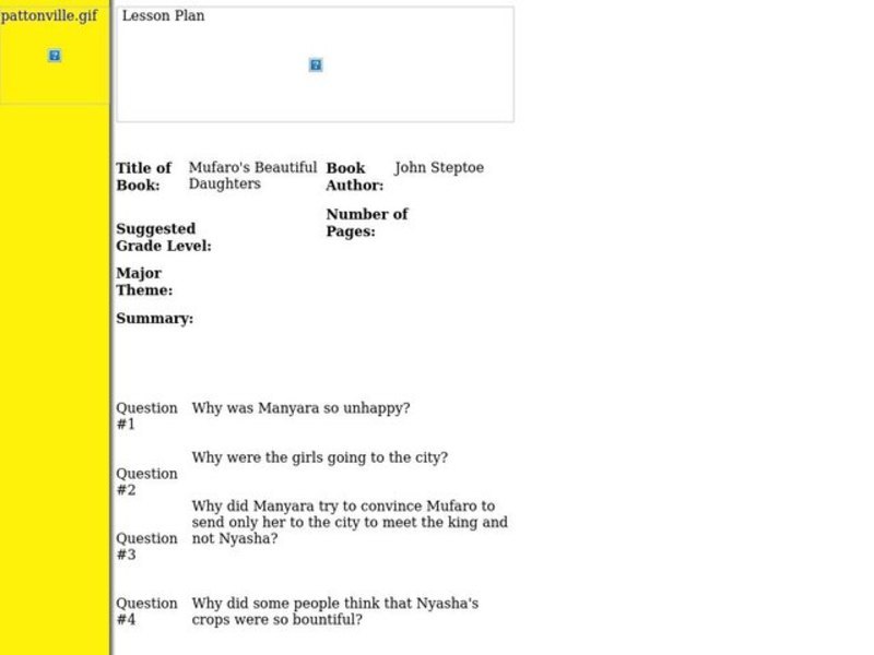 Mufaro's Beautiful Daughters Worksheet for 4th 8th Grade Lesson