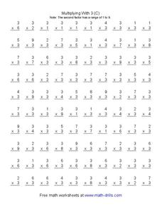 Multiplying with 3 (C) Worksheet