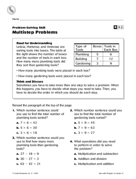 Multistep Problems Worksheet for 4th Grade | Lesson Planet