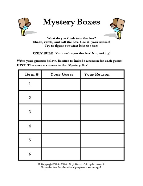 mystery boxes worksheet for 7th 10th grade lesson planet