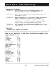 west virginia state history lesson plans worksheets