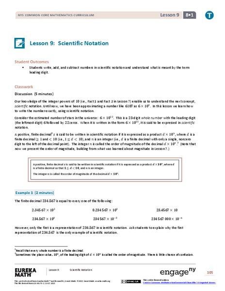 Scientific Notation Lesson Plan for 8th Grade | Lesson Planet