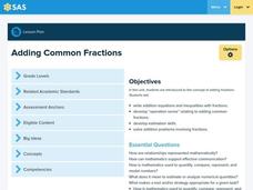 Adding Common Fractions Lesson Plan