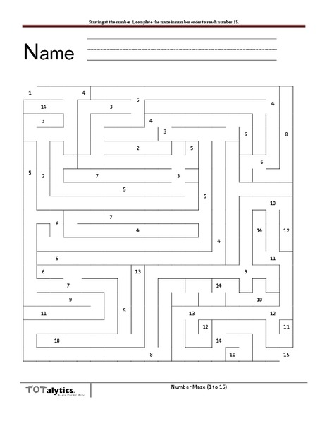 number maze worksheet for kindergarten 2nd grade