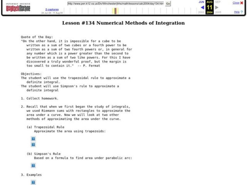 Numerical Methods Of Integration
