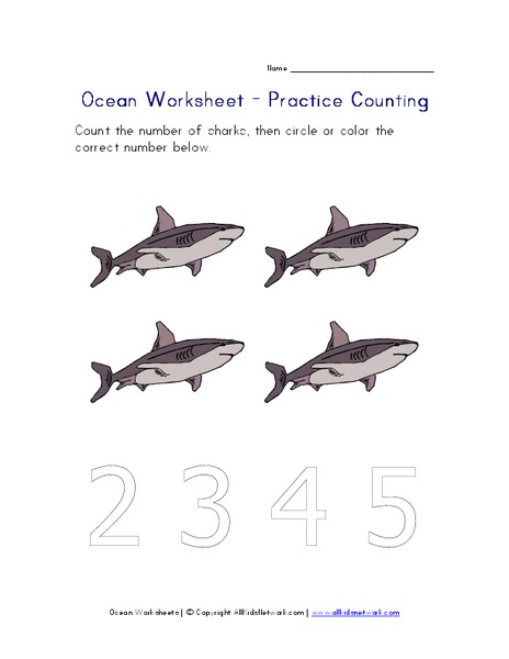 ocean worksheet practice counting worksheet for pre k 1st grade