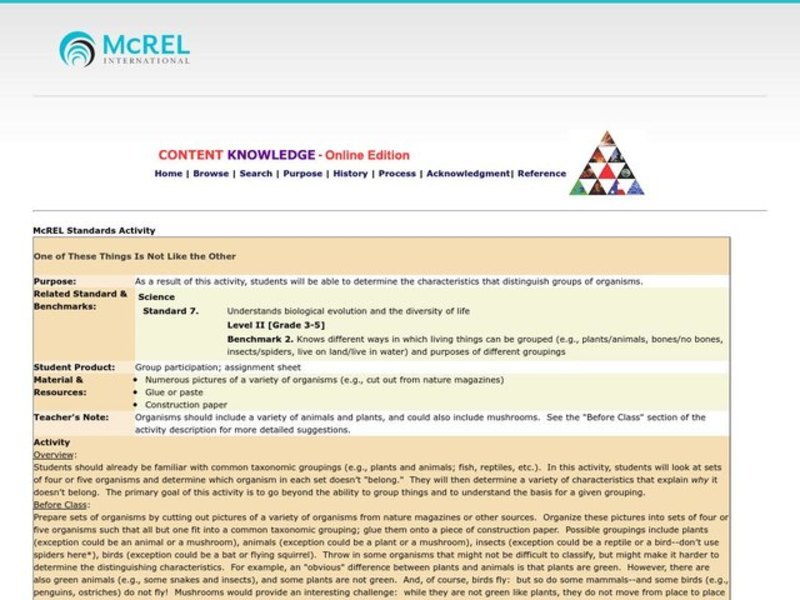 One of These Things is Not Like the Other Lesson Plan for 7th 8th