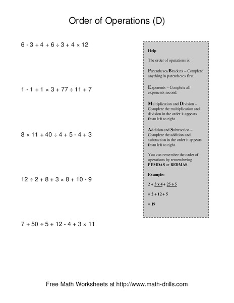 Order of Operations D Lesson Plan for 6th - 8th Grade | Lesson Planet
