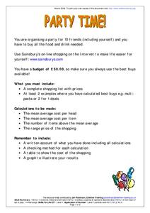 Party Time! Worksheet for 4th - 5th Grade | Lesson Planet