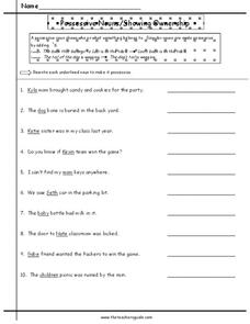 Possessive Nouns Worksheet for 3rd - 6th Grade | Lesson Planet