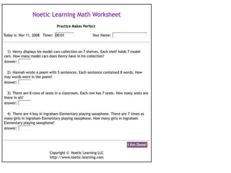 Practice Makes Perfect 3rd Grade Interactive Lesson Planet