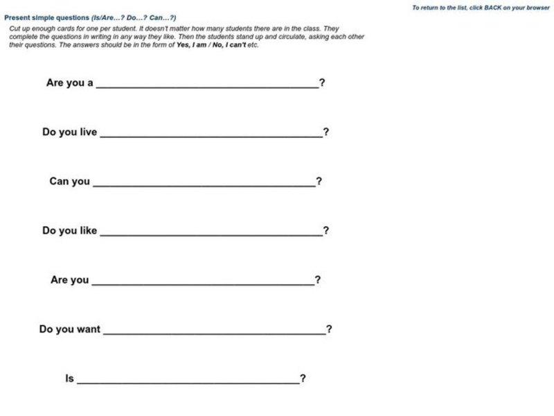 Present Simple Questions Worksheet for 5th - Higher Ed | Lesson Planet