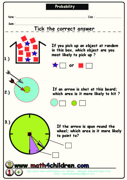 Probability Worksheet for 2nd - 3rd Grade | Lesson Planet