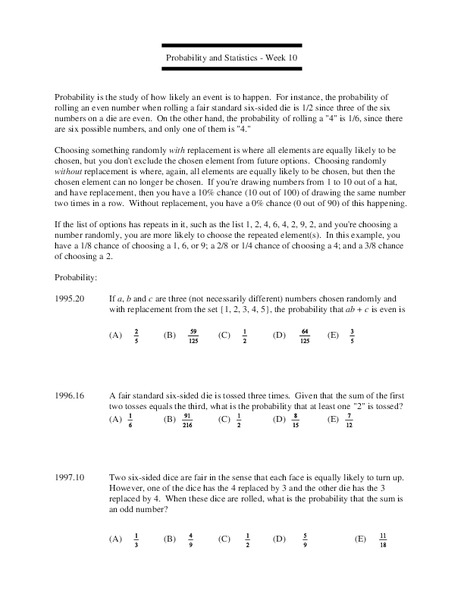 Probability and Statistics Lesson Plan for 9th - 12th Grade | Lesson Planet