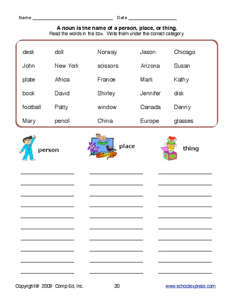 proper and common nouns worksheet for 2nd 4th grade lesson planet