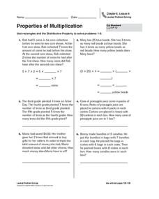Properties of Multiplication Worksheet for 5th - 6th Grade | Lesson Planet
